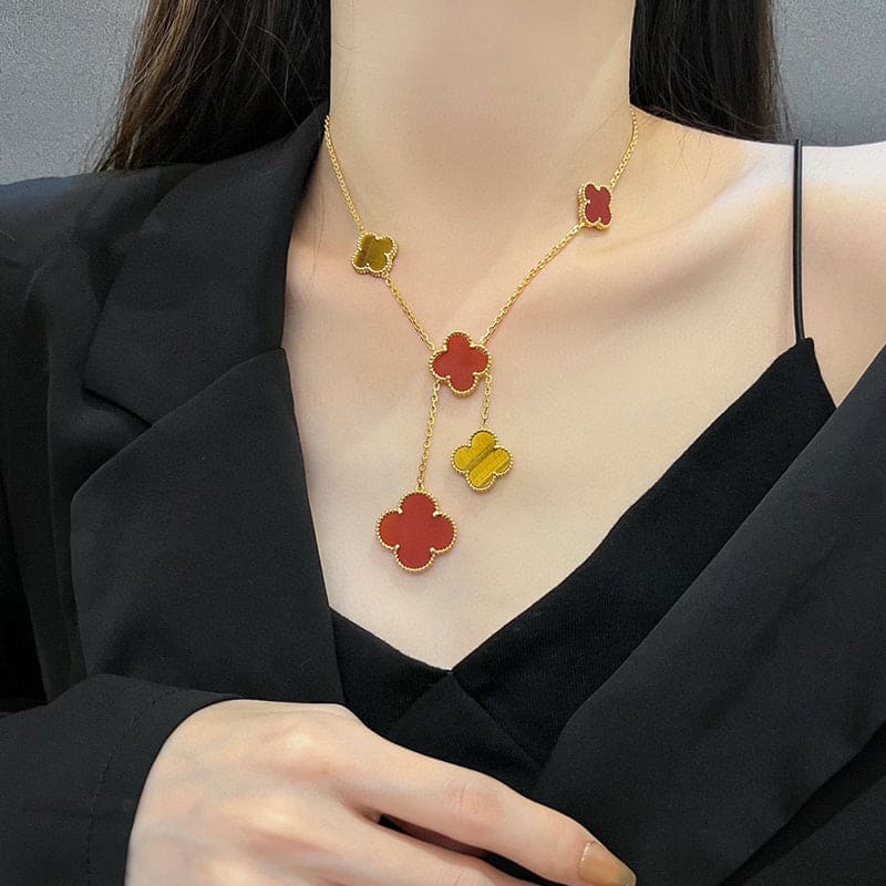 18K Magic Alhambra Six Motifs Carnelian Necklace