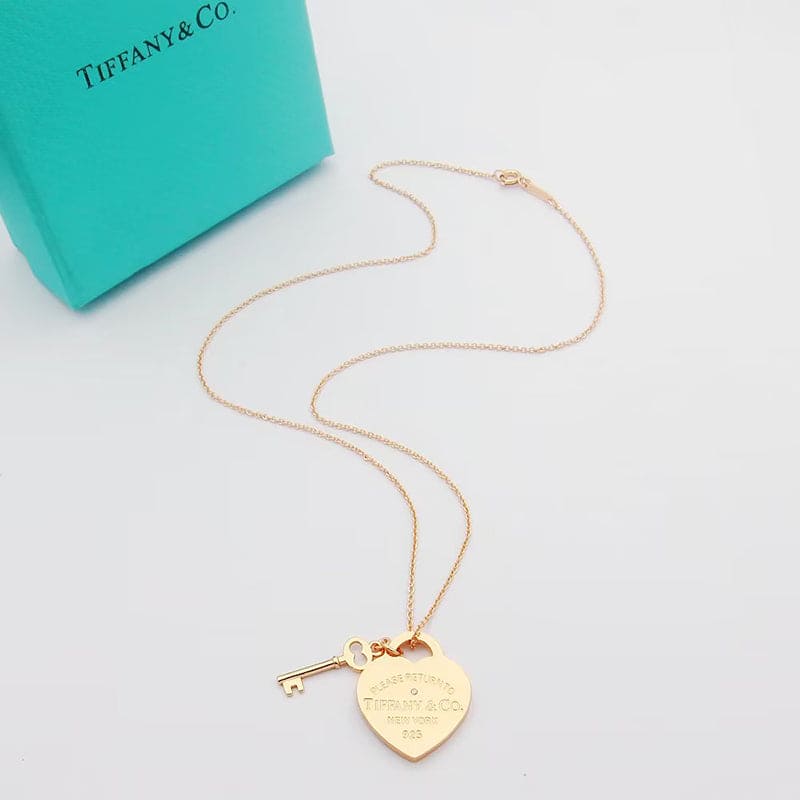 Roostick 18K Return to T Heart & Key Necklace
