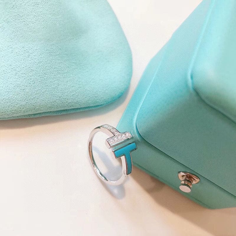 Roostick T Diamond & Turquoise Wire Ring