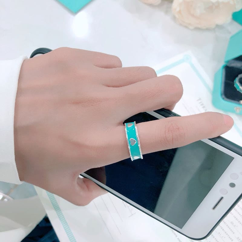 Roostick Blue Love Heart Ring