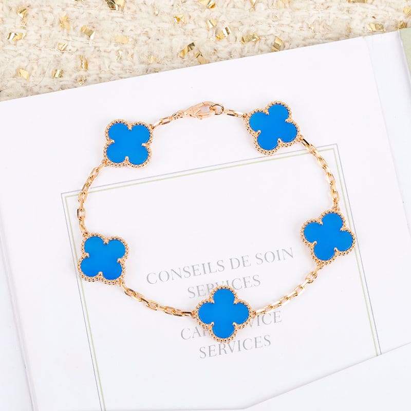Roostick Vintage Alhambra Five Motifs Agate Clover Bracelet