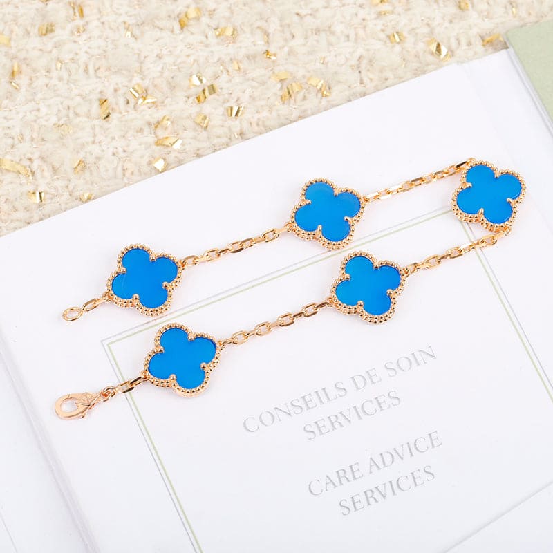 Roostick Vintage Alhambra Five Motifs Agate Clover Bracelet