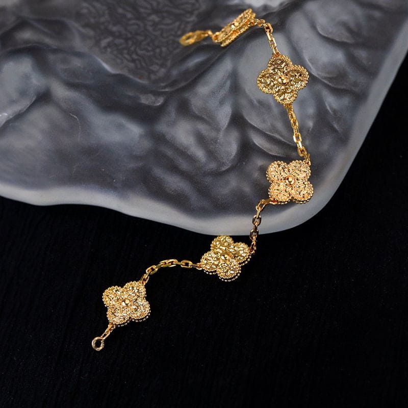 Roostick Rose Gold Five Motifs Clover Bracelet