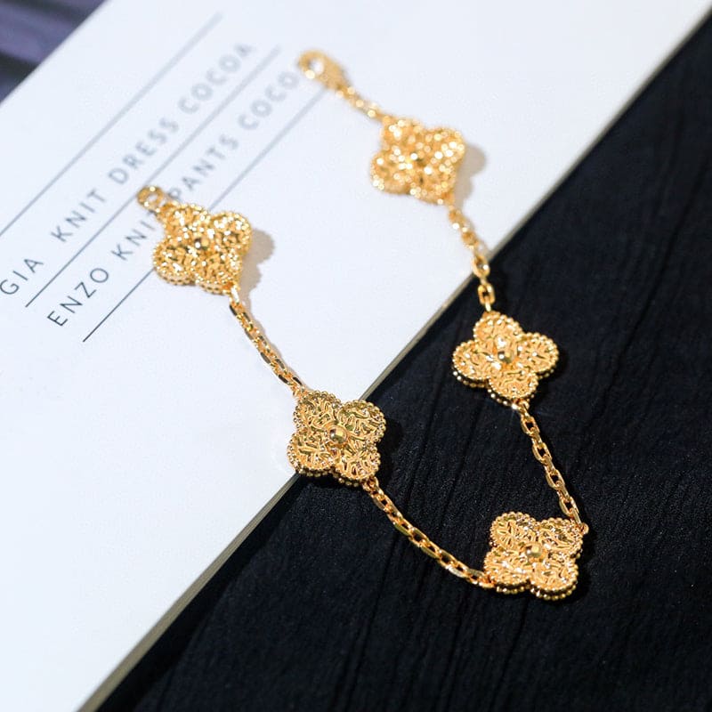 Roostick Rose Gold Five Motifs Clover Bracelet