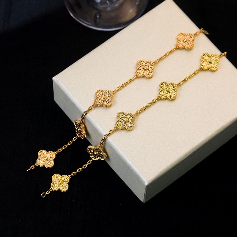 Roostick Yellow Gold Five Motifs Clover Bracelet