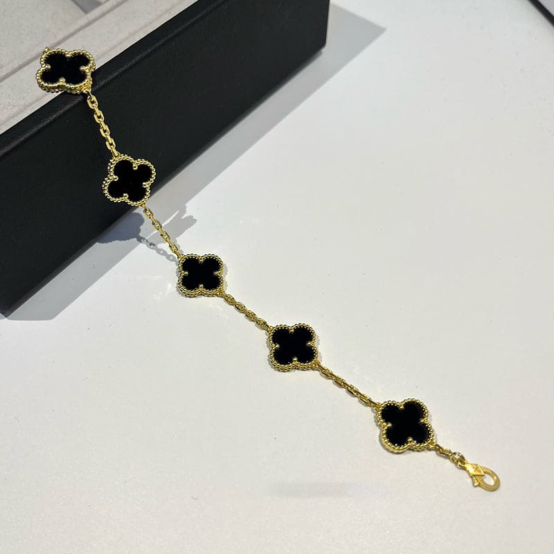 Roostick Vintage Alhambra Five Motifs Black Clover Bracelet