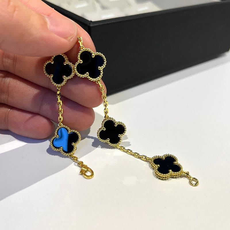 Roostick Vintage Alhambra Five Motifs Black Clover Bracelet
