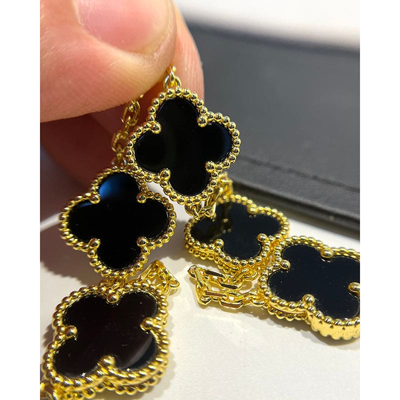 Roostick Vintage Alhambra Five Motifs Black Clover Bracelet
