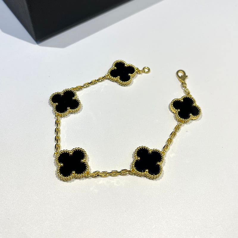 Roostick Vintage Alhambra Five Motifs Black Clover Bracelet