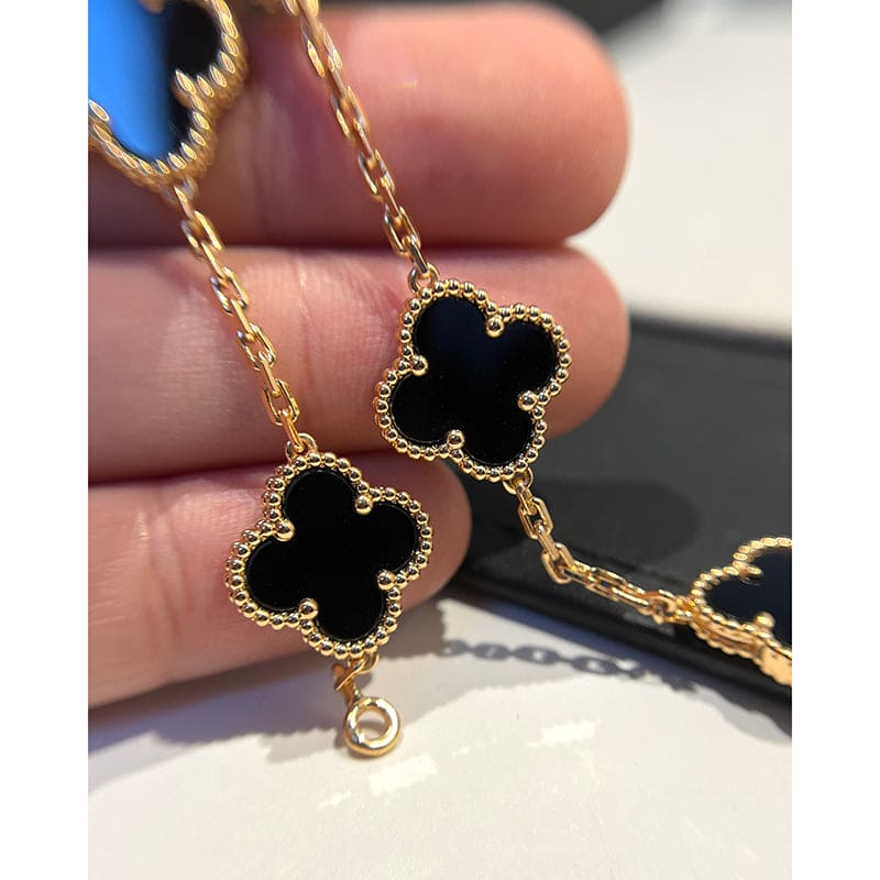 Roostick Vintage Alhambra Five Motifs Clover Onyx Bracelet