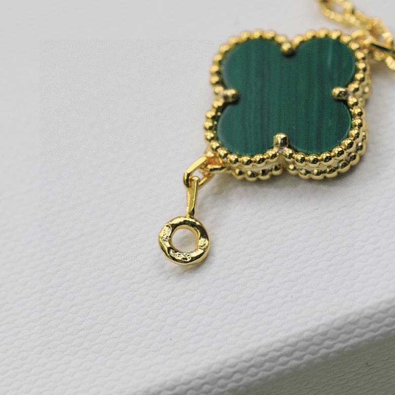 Roostick Vintage Alhambra Five Motifs Malachite Diamonds Clover Bracelet