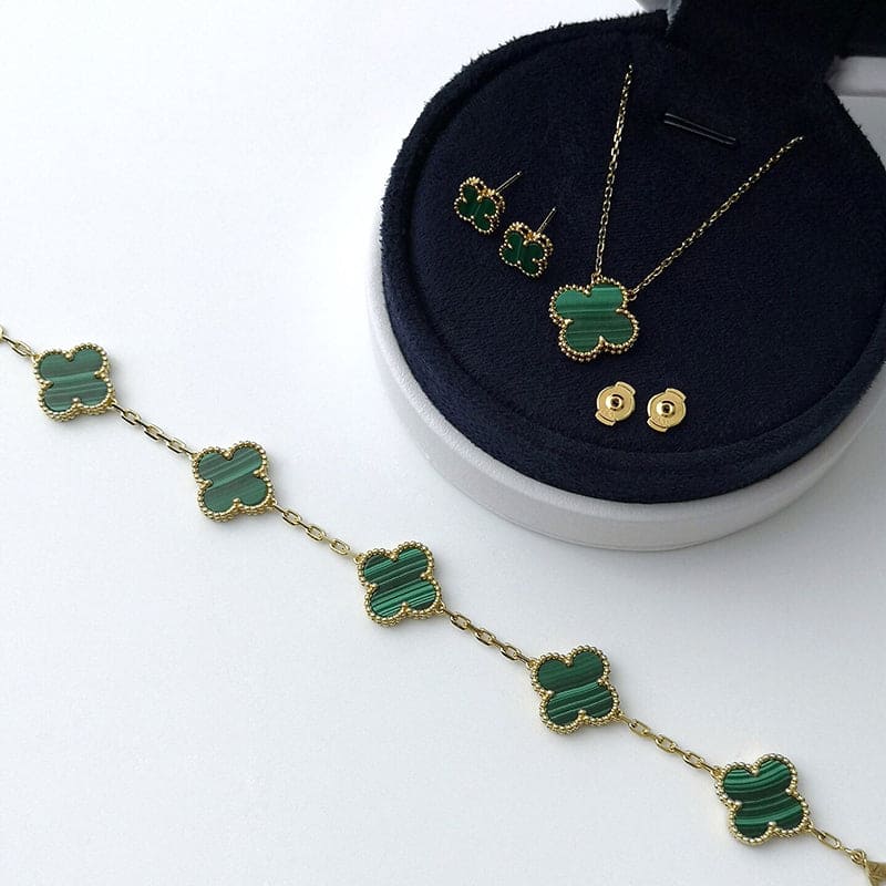 Roostick Vintage Alhambra Five Motifs Malachite Clover Bracelet