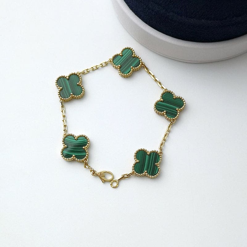 Roostick Vintage Alhambra Five Motifs Malachite Clover Bracelet