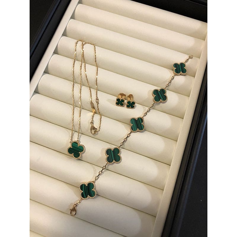 Roostick Vintage Alhambra Five Motifs Malachite Clover Bracelet