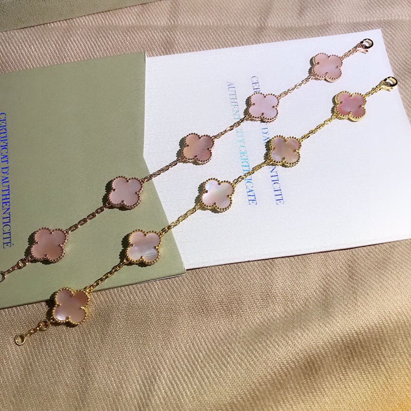 Roostick Vintage Alhambra Five Motifs Pink Opal Bracelet