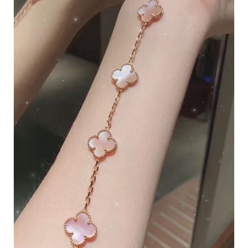 Roostick Vintage Alhambra Five Motifs Pink Opal Bracelet