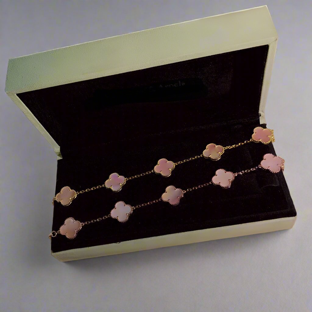 Roostick Vintage Alhambra Five Motifs Pink Opal Bracelet