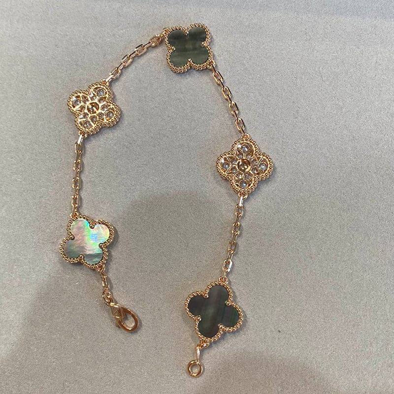 Roostick Vintage Alhambra Five Motifs Pearl Bracelet