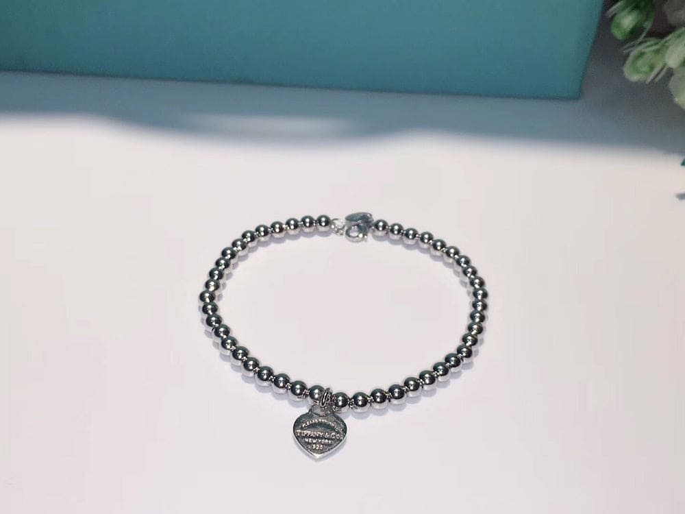 Roostick 18K Return to T Blue Heart Tag Bead Bracelet