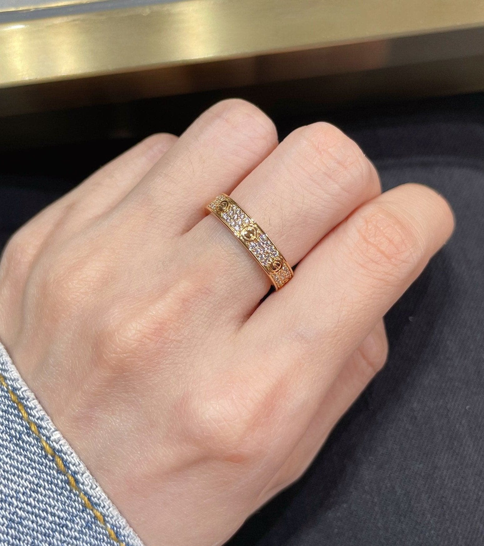 Roostick Steel Love Diamond-Paved 3mm Ring