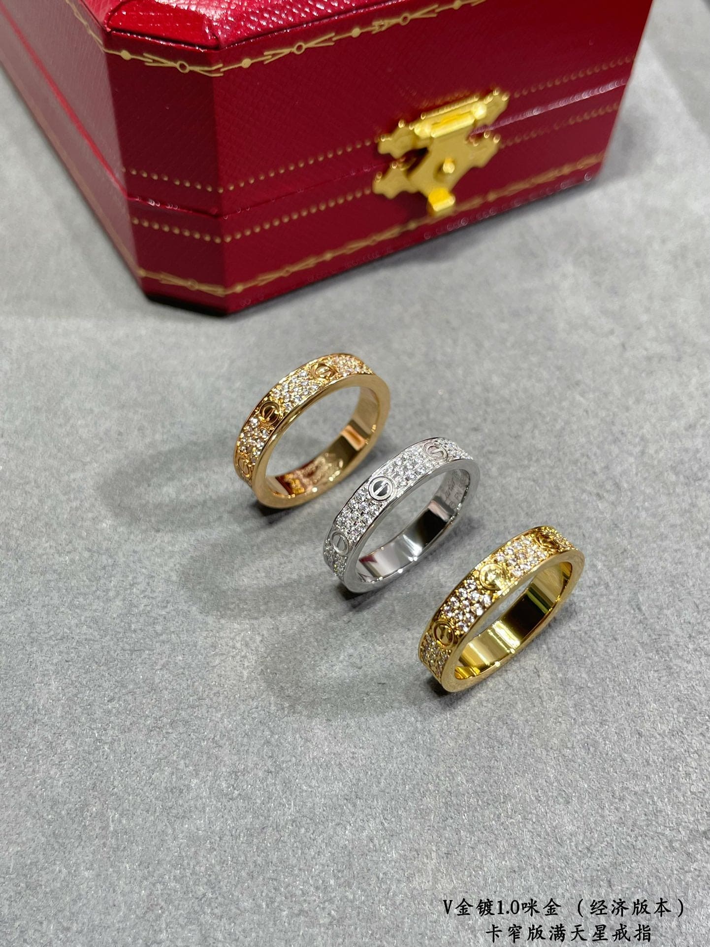 Roostick Steel Love Diamond-Paved 3mm Ring