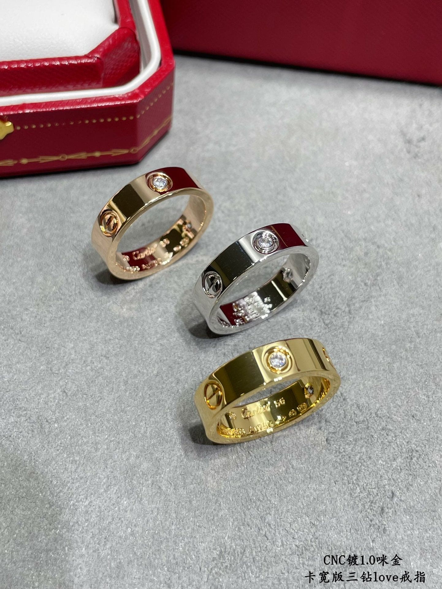 Roostick Three Diamonds Love Wedding Ring