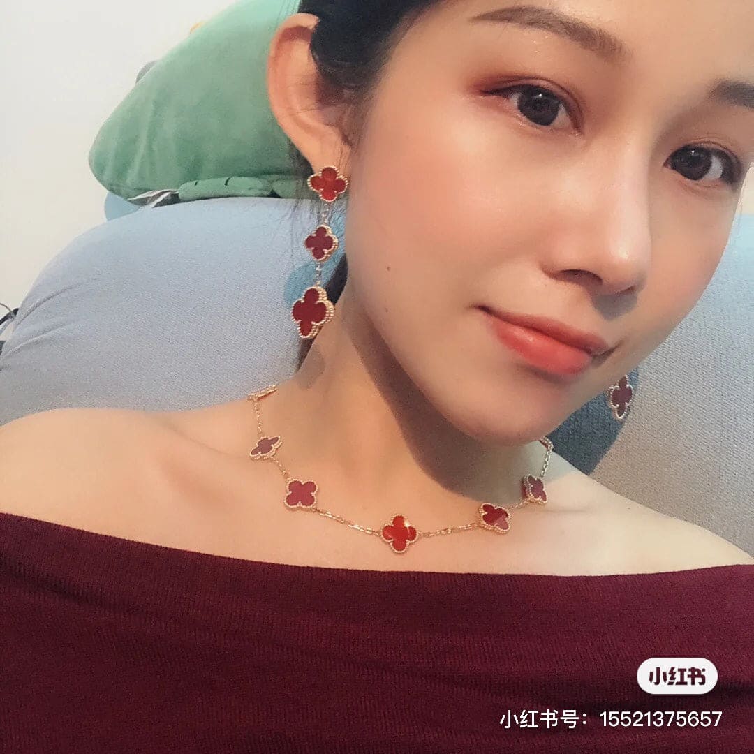 Roostick Vintage Alhambra Carnelian 10 Motifs Necklace