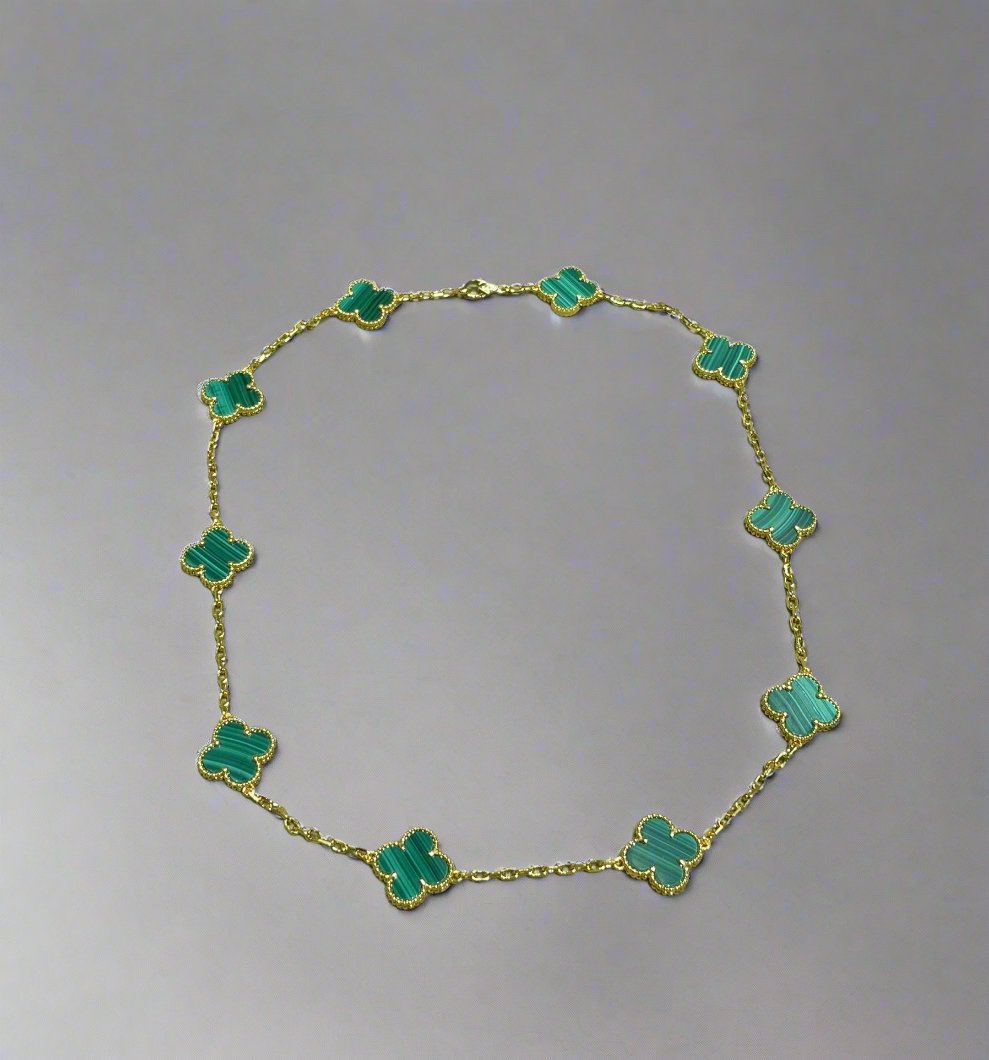 Roostick Vintage Alhambra Malachite 10 Motifs Necklace