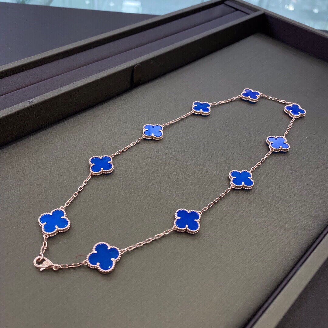 Roostick Vintage Alhambra Blue 10 Motifs Necklace