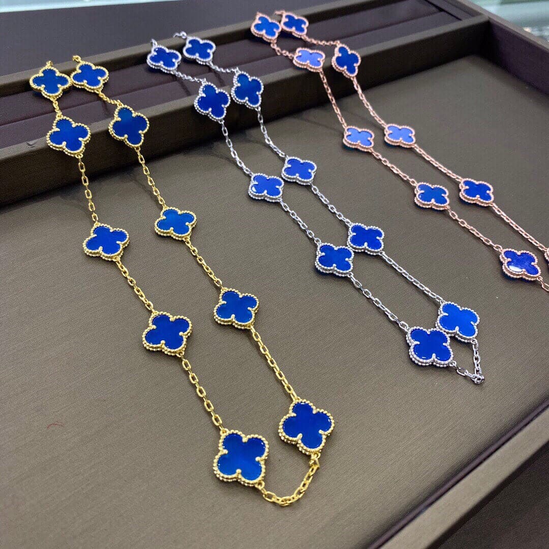 Roostick Vintage Alhambra Blue 10 Motifs Necklace