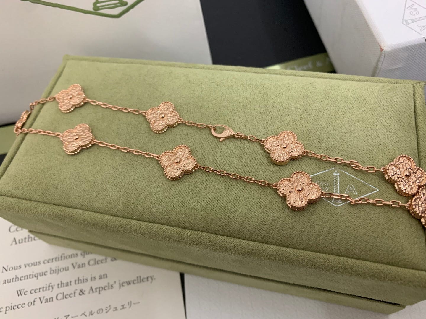 Roostick Vintage Alhambra Rose Gold 10 Motifs Necklace