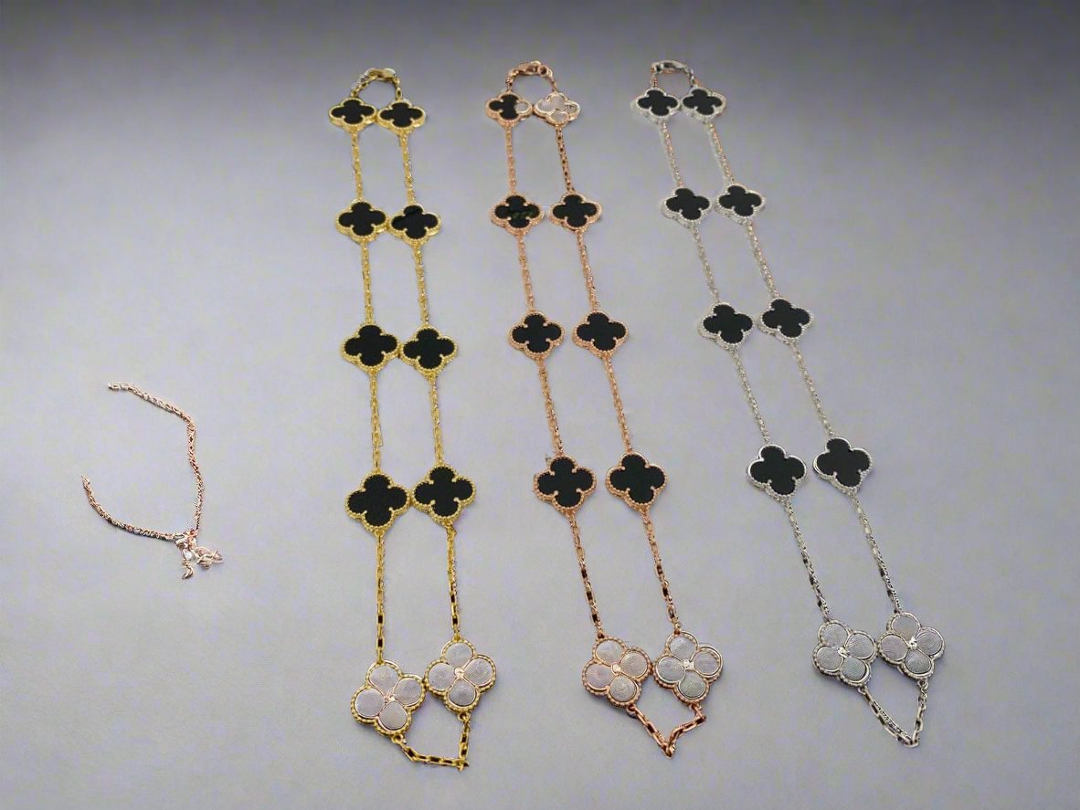 Roostick Vintage Alhambra Black 10 Motifs Clover Necklace