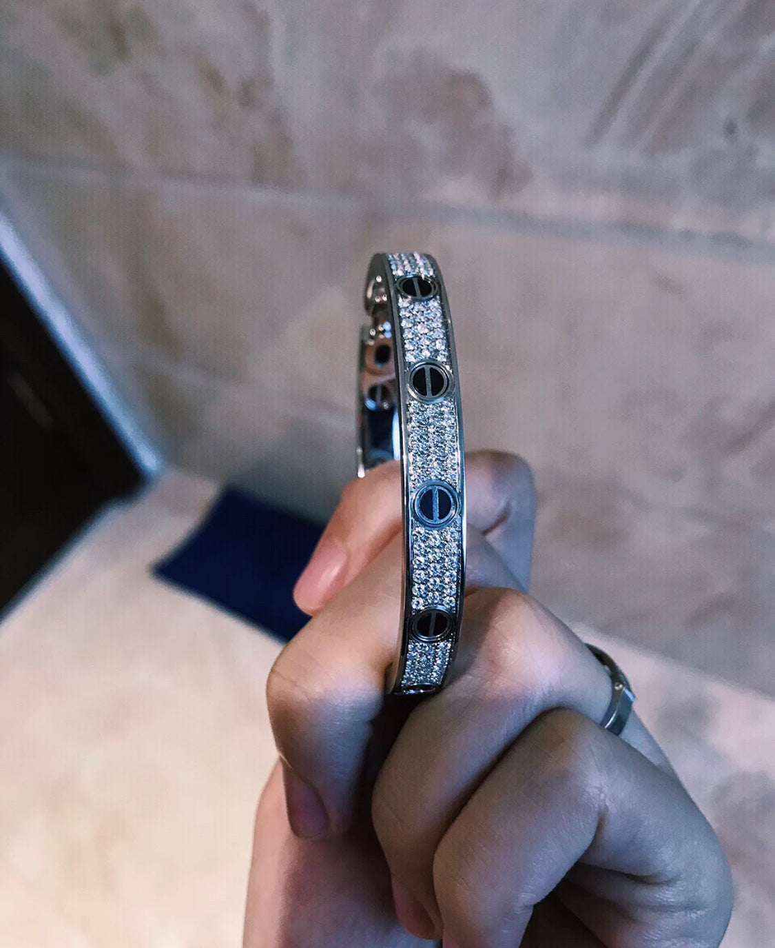 Roostick Diamond-paved Ceramic Love Bracelet