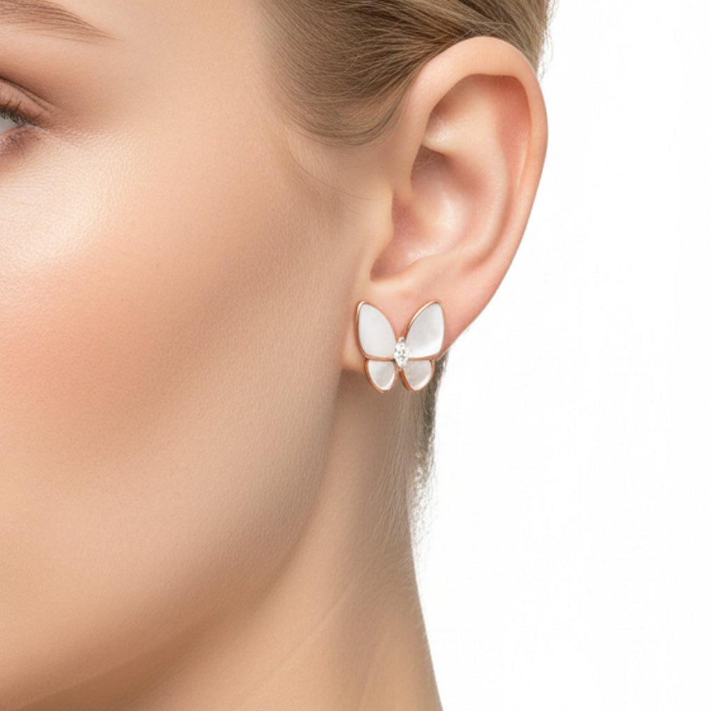 18K Two Butterfly Earrings