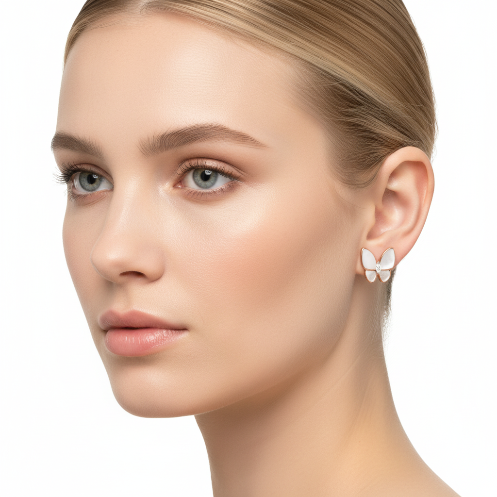 18K Two Butterfly Earrings