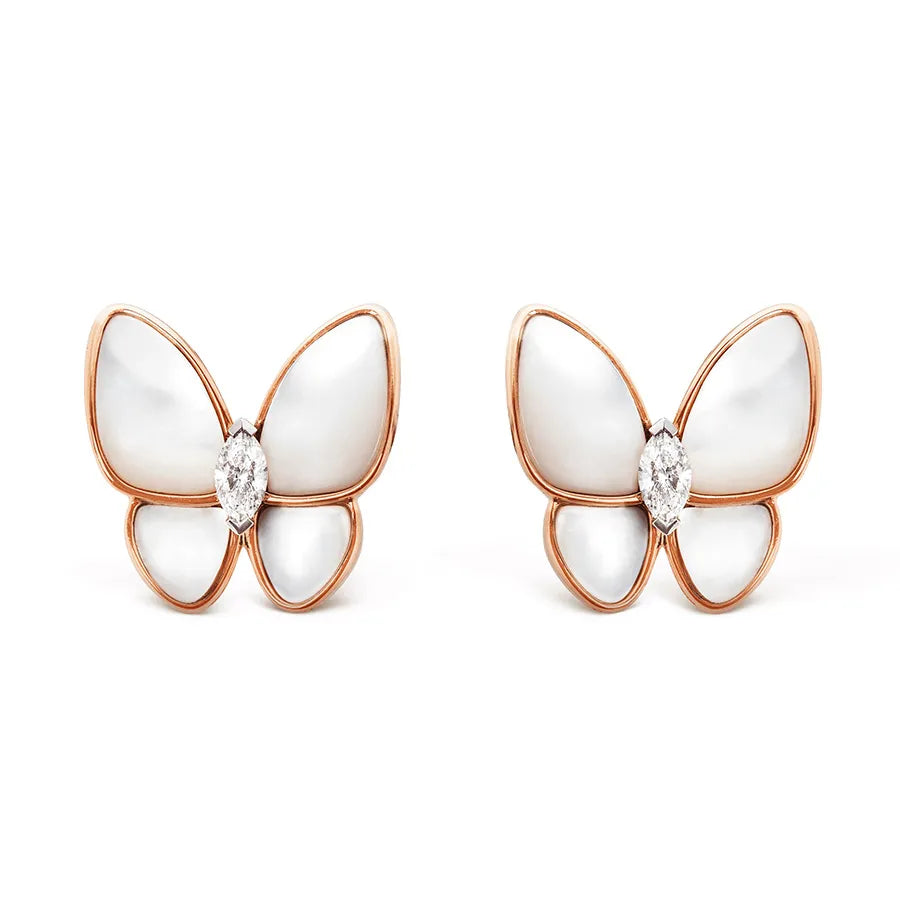 18K Two Butterfly Earrings