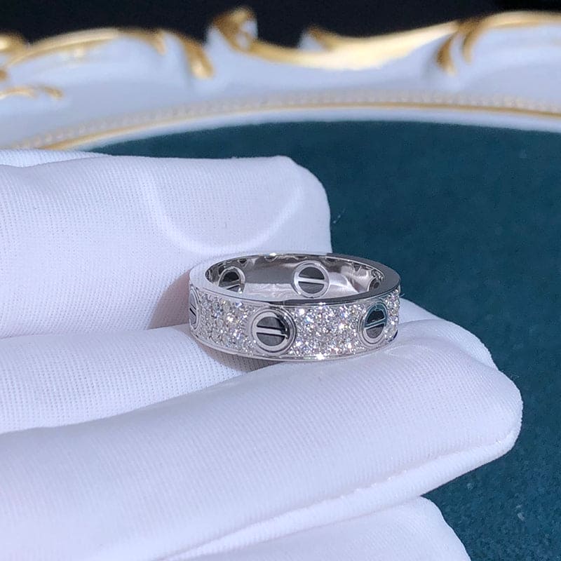 Roostick White Gold Love Diamonds Ceramic Ring