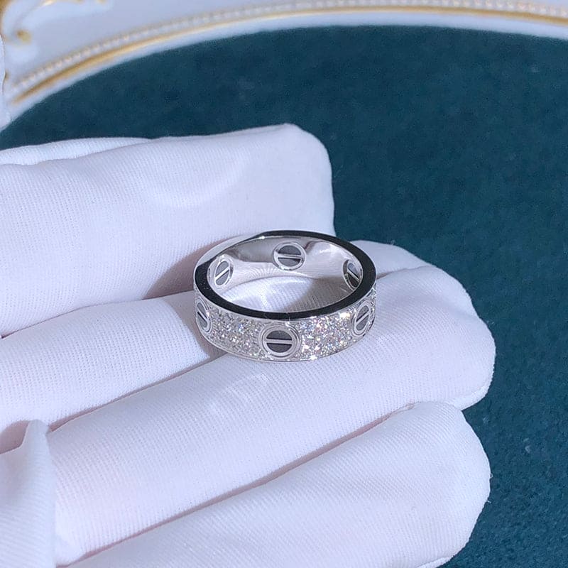 Roostick White Gold Love Diamonds Ceramic Ring