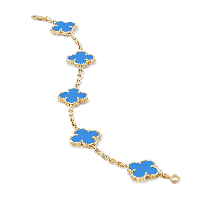 Roostick Vintage Alhambra Five Motifs Agate Clover Bracelet