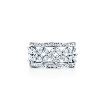 Roostick Platinum Diamond Marquise Victoria Ring