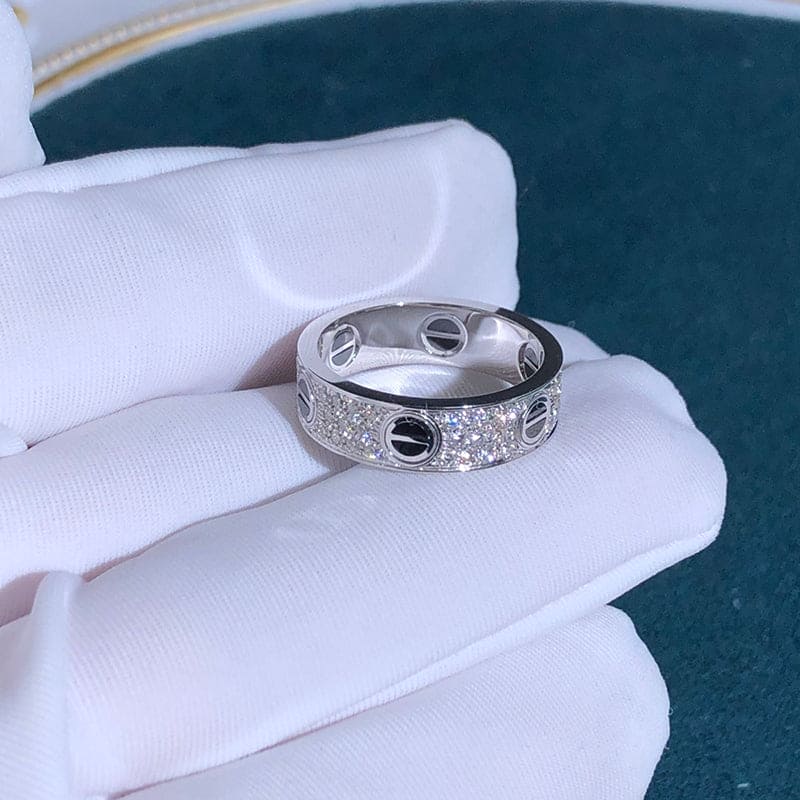 Roostick White Gold Love Diamonds Ceramic Ring