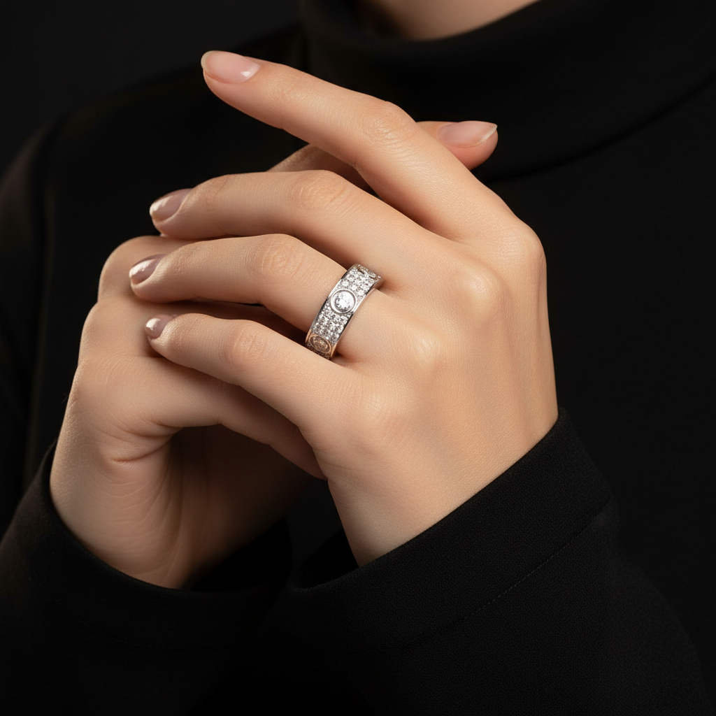 18K Love 6 Diamond Paved Ring