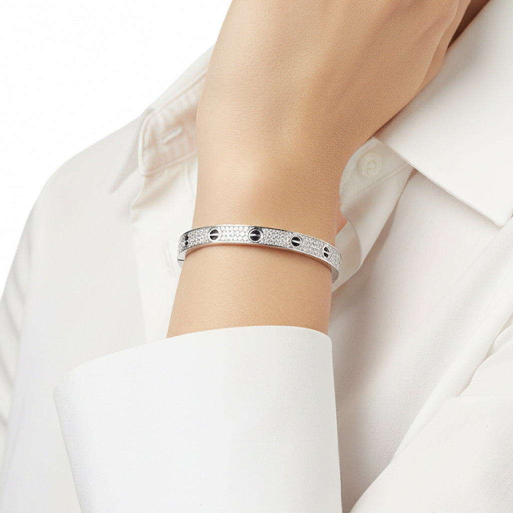 18K Love Diamond Paved Ceramic Bracelet