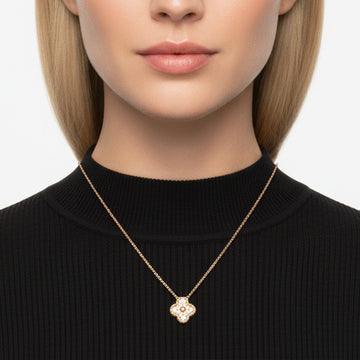 18K Rose Gold Sweet Alhambra Diamond Necklace