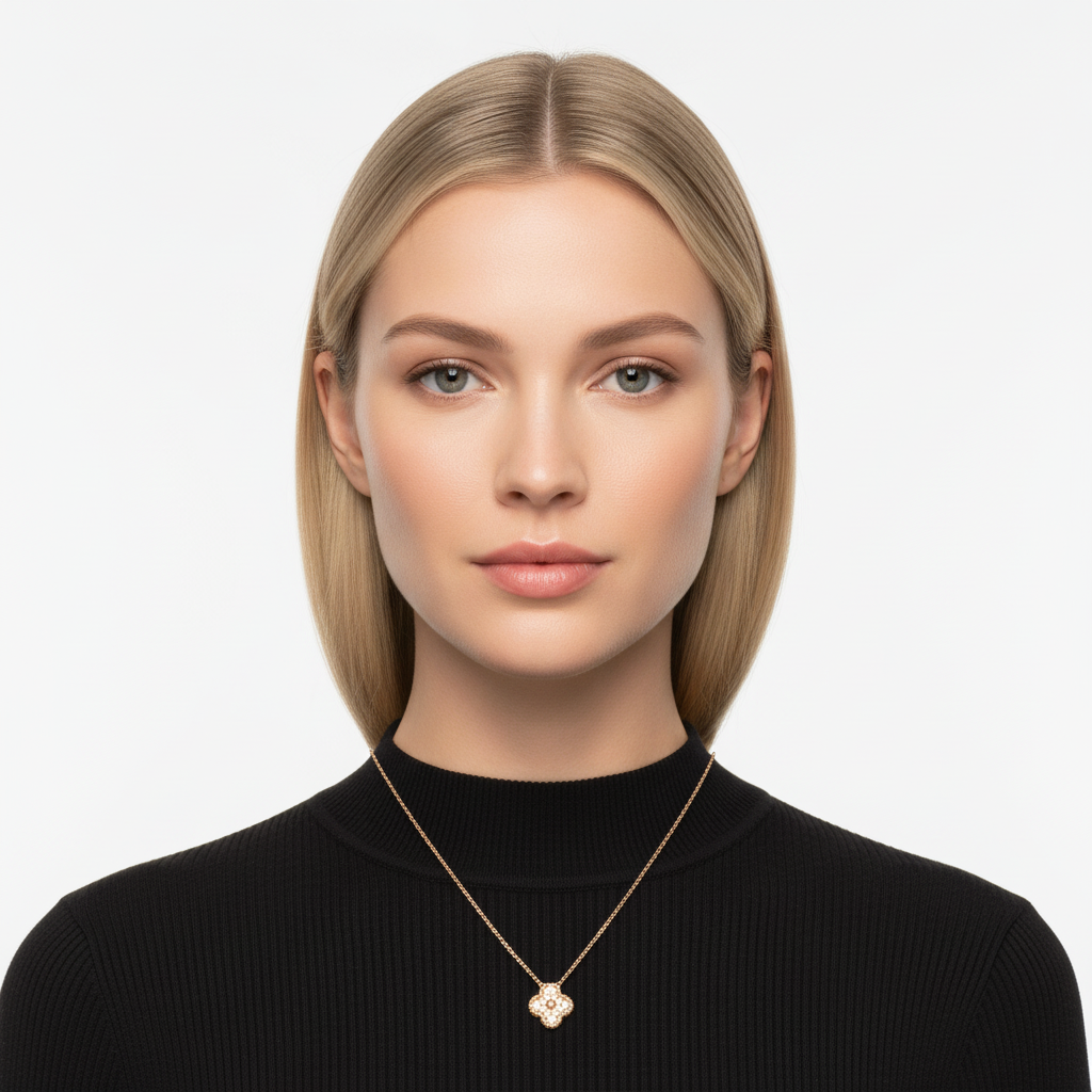 18K Rose Gold Sweet Alhambra Diamond Necklace