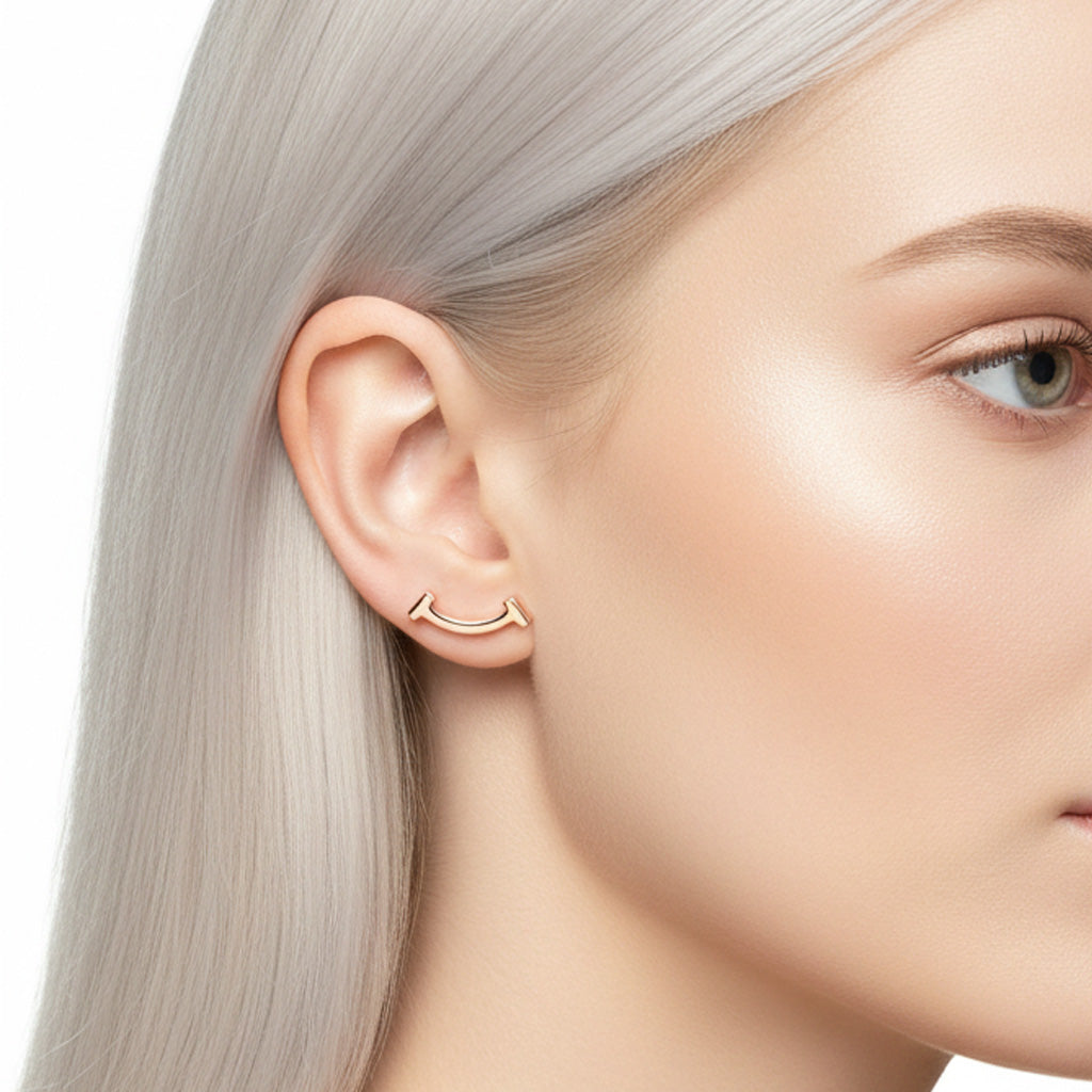 18K T Smile Earrings
