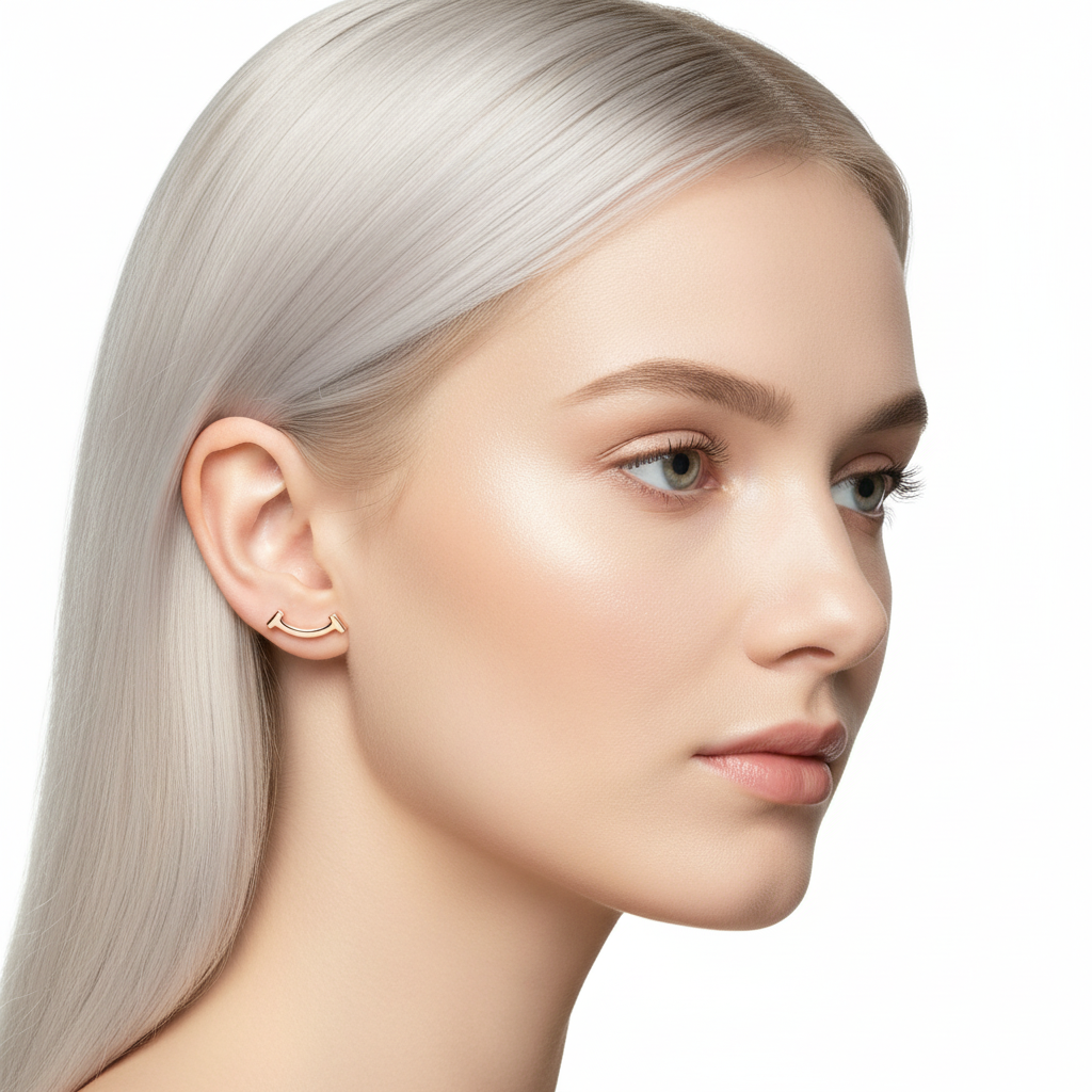 18K T Smile Earrings