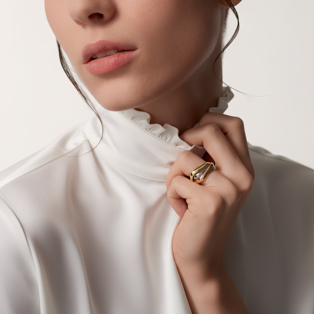 18K Trinity Cushion Ring