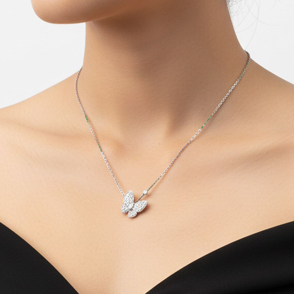 18K Two Butterfly Necklace