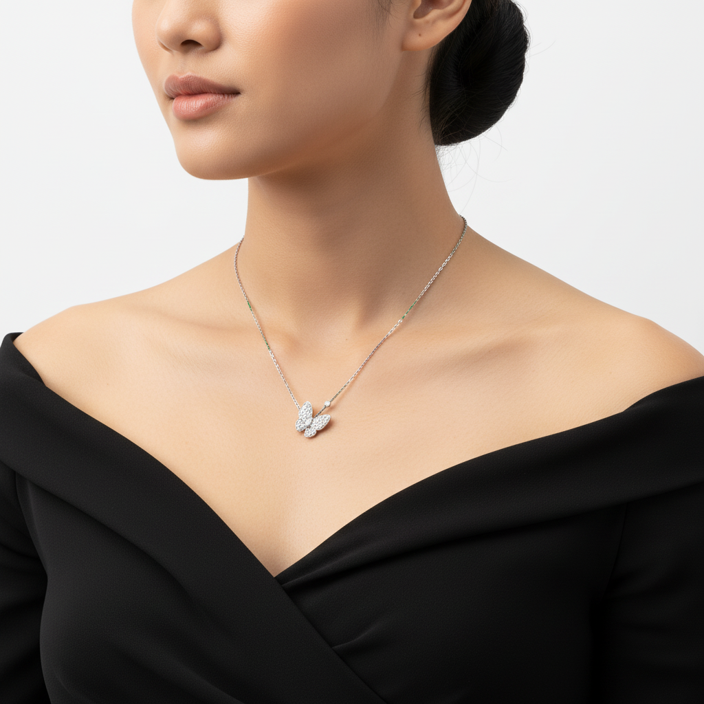 18K Two Butterfly Necklace